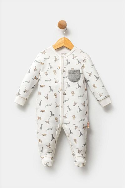 Tiffany Animals Baby Boy Booties Jumpsuit Ecru 32033