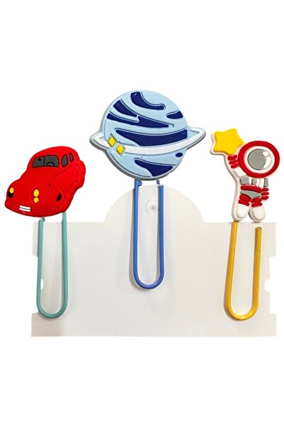 Buki'nin Atölyesi مجموعة من 3 دبابيس مكتبية / مشابك ورق بتصميم كوكب ومركبة فض...