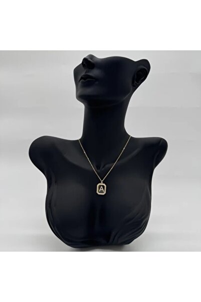 TAKIŞINA Special Series Letter a Stone Detailed Gold Necklace - Gold