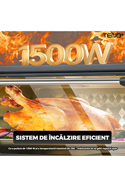 Teno Teno® Electric Oven, 1500W, temperature control knob, ergonomic handle, 25 L, black