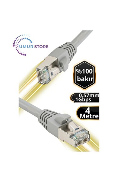 Herz 4 Metre Internet KABLOSU/%100 Saf Bakır TEL-0.57MM-CAT6-1GBPS /iç MEKAN/...