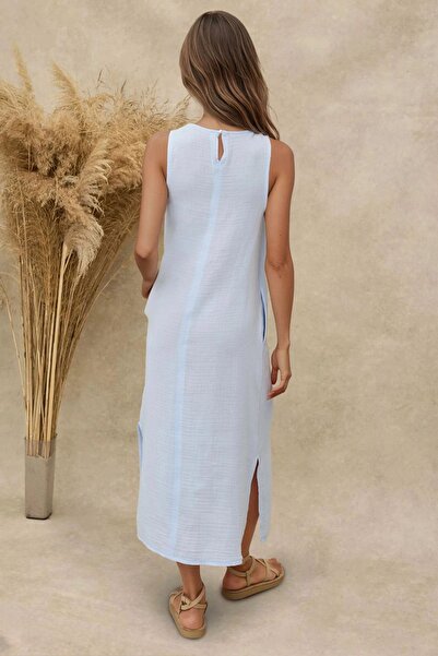 Hiccup Rochie de plajă midi din bumbac texturat cu fante