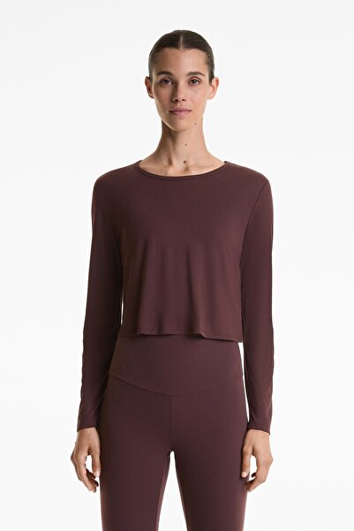 Oysho Sırtı kruvaze modal crop tişört