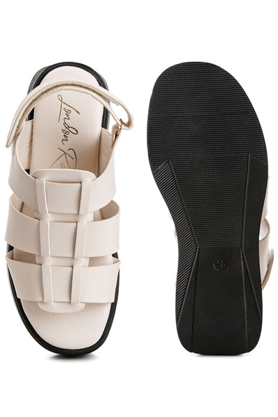 london Rag Women Velcro Gladiator Sandals in Bone