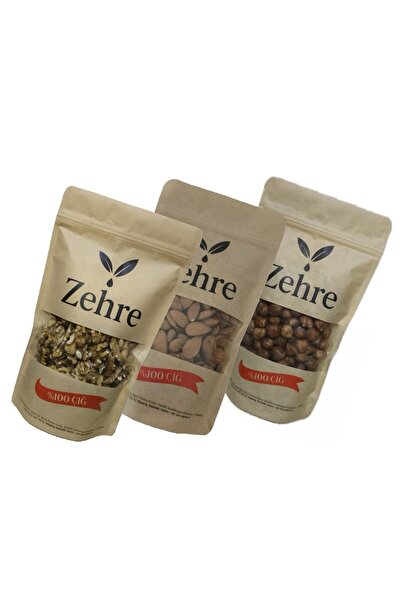 Zehre 3'lü Avantaj Paketi Çiğ Badem Içi + Çiğ Fındık Içi + Ceviz Içi