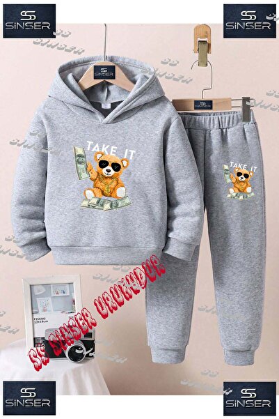 SS SİNSER Παιδικό Unisex Σετ Φόρμας με Κουκούλα και Ειδική Στάμπα " "AYICIK T...