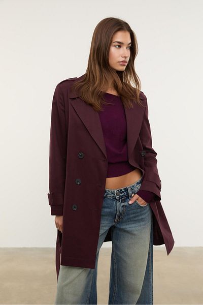 Stradivarius Basic regular fit trench coat with belt
