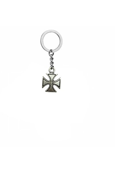 Herşey Nota Breloc din metal cu cruce pătrată gri – Accesoriu unisex gotic și alternativ