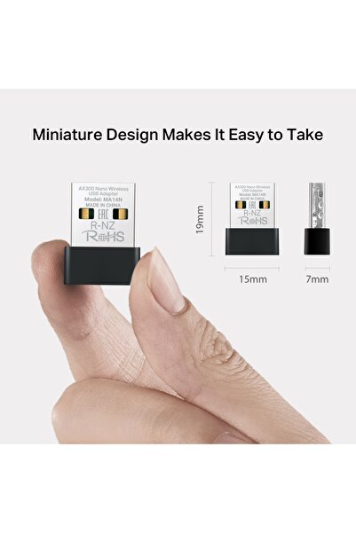 Mercusys MA14N | AX300 Mbps Nano USB Wi-Fi 6 Adaptör | Kolay Kurulum | Windows & Linux Uyumlu |