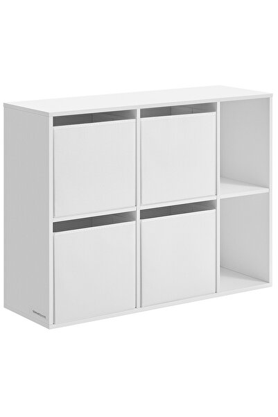 SONGMICS Raft cu 6 compartimente, asamblare fără unelte, 4 sertare textile, 27x83x61,6 cm