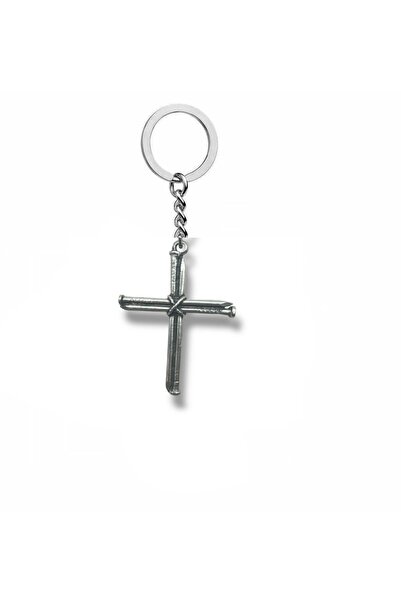 Herşey Nota Breloc din metal antic cu figură de cruce cu împânzire – Accesoriu unisex gotic și vintage