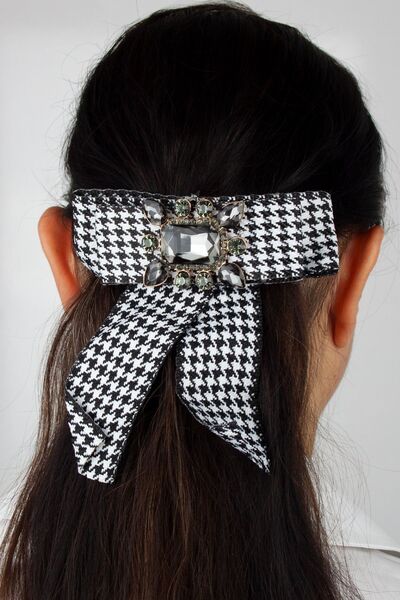 Liveyn Design Clip de păr în formă de fundă, cu model de cristal, cu piatră d...