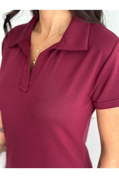 OTAKU Women's Polo Neck Modal Fabric Short Sleeve Casual Summer Mini Dress