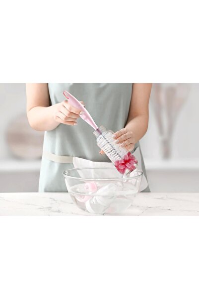 Babyjem فرشاة إسفنجية لزجاجة الأطفال باللون الوردي