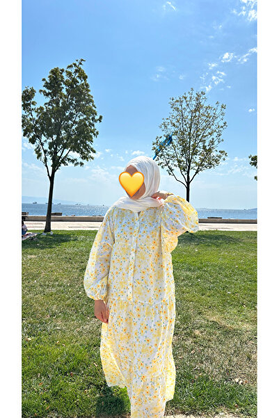 ezzo Oversize Kalıp Çiçek Tesettür Elbise