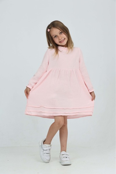 Toontoy Girl's Collar Ruffle Dress