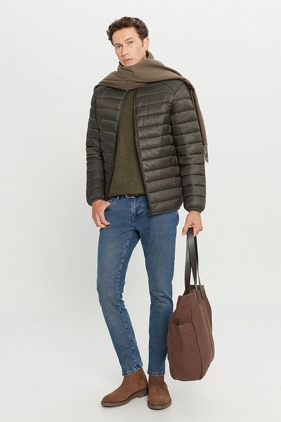 AC&Co / Altınyıldız Classics Waterproof and Windproof Portable Warm with Bag Ultra-Light Standard Fit Khaki Men's down Coat