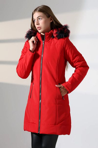 Talsmoda Tals Fashion Women's Red Color Water and Drip Proof Washing Resistant Furted Quilted Coat