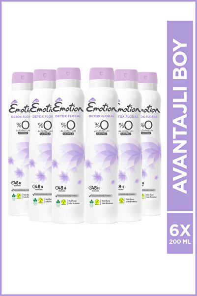Emotion Detox Floral Kadın Vegan Deodorant 6x200 ml Hızlı Kurur,Leke Bırakmaz