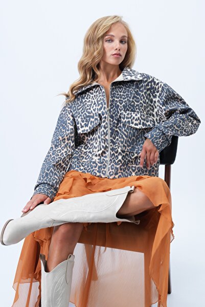 Trend Alaçatı Stili Women's Brown Beige Double Pocket Zippered Jacket Alc-X13275