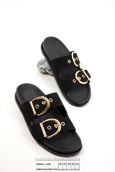 SOHO Black Suede Women's Slippers 20621