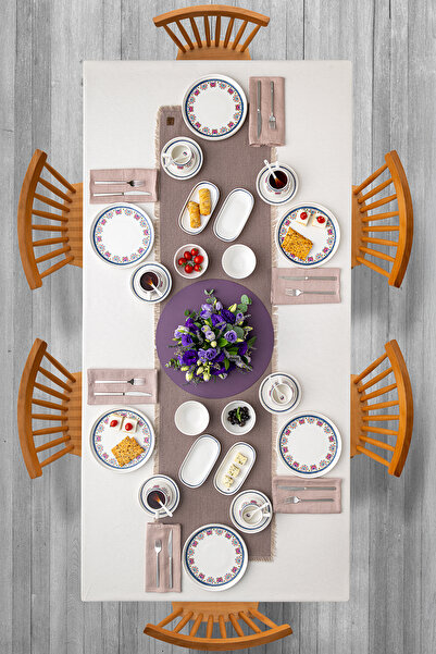 Emsan Ethnic Pink Porselen 32 Parça 6 Kişilik Kahvaltı / Servis Takımı