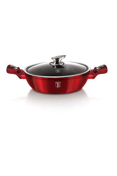 Berlinger Haus Cratita Marmorata 28 cm 3.9 Liters Burgundy Metallic Line Premium Cu Capac Inductie Bh 1263