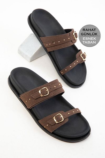 SOHO Brown Suede Women's Slippers 20790