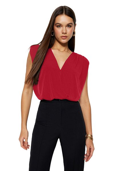 Trendyol Collection Stretchy Red Double Breasted Knitted Bodysuit - Padded & Snap Fastener Twoss23Bd00007