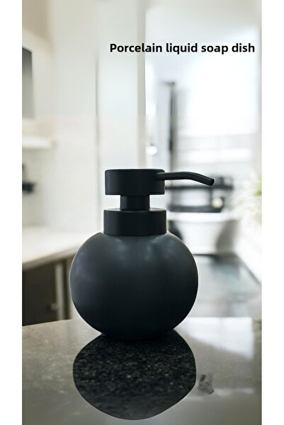 Leila Πολυτελής Μαύρος Διανομέας Υγρού Σαπουνιού από Πέτρινο Υλικό με Μαύρη Κ...