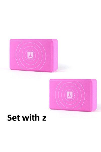 Rebuwo مجموعة مكعبات اليوجا الرغوية المكونة من قطعتين باللون الوردي