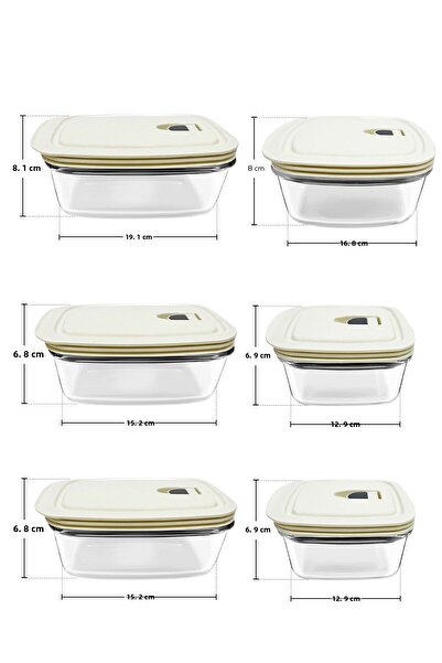 Karaca Cream 6-Piece Glass Transparent Storage Container Set