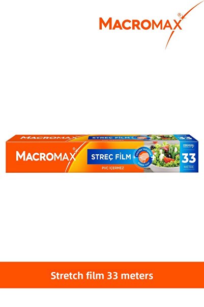 MACRO MAX غلاف مطاطي 33 مترًا، خالي من مادة PVC، غلاف مطاطي بحجم قياسي يحافظ على الطعام طازجًا