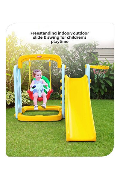 Babyhug Babyhug 3-in-1 Swing, Slide & Basketball Hoop Combo for Kids 2-4 Years - Durable Outdoor Playset