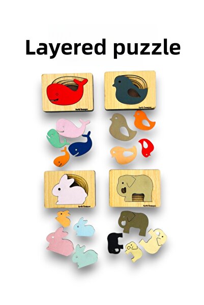 Bellacasa مجموعة أحجية مونتيسوري مكونة من 4 قطع - مجموعة ألعاب تعليمية، متعدد...