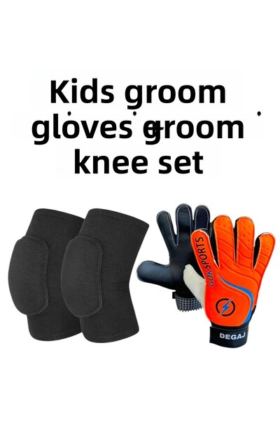 Gök Sports Kids Goalkeeper Gloves Football Goalie Knee Pad Set
