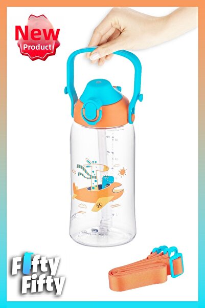 Uzspace زجاجة مياه تريتان بغطاء واحد سعة 730 مل للاستخدام المزدوج مع/بدون شفا...