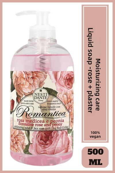 Nesti Dante صابون سائل رومانتيكا فلورنتين بالورد والجبنة 500 مل |   مرطب |   مستخلص الورد والفاوانيا
