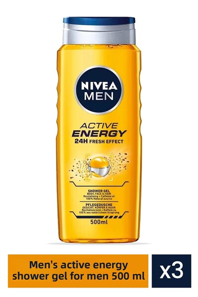 NIVEA Men Active Energy gel de dus pentru barbati 3 bucati x 500 ml