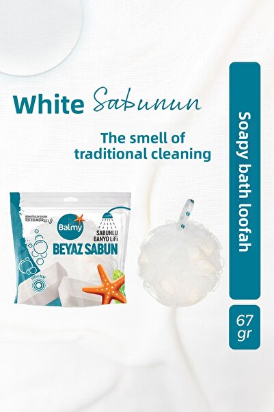 Balmy ليفة حمام بالصابون الأبيض