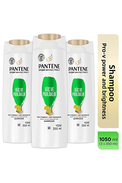 Pantene تركيب طبيعي - شامبو القوة واللمعان 350 مل × 3