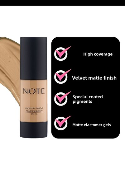 NOTE Mattifying Extreme Wear Mat Bitişli SPF 15 Kapatıcı Fondöten 08 Sunny