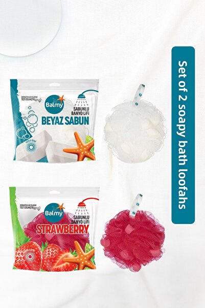 Balmy مجموعة من 2 ألياف بالصابون الأبيض والفراولة