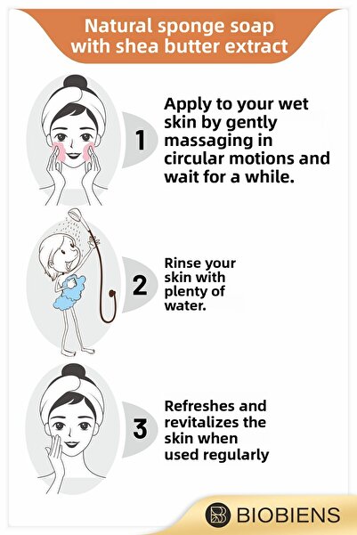 Biobiens الاستحمام بخلاصة زبدة الشيا وصابون إسفنجي طبيعي خاص للبشرة