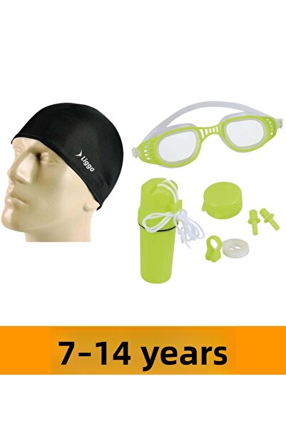 Liggo نظارات سباحة للأطفال وغطاء محرك السيارة والسدادة مع حاوية تخزين هدية 26002