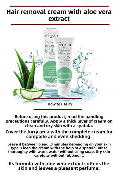 BYPHASSE Hair Removal Cream with Aloe Vera Extract 125ml