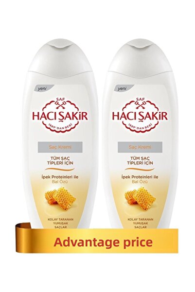 Hacı Şakir بلسم العسل لجميع أنواع الشعر 450 مل × 2 قطعة
