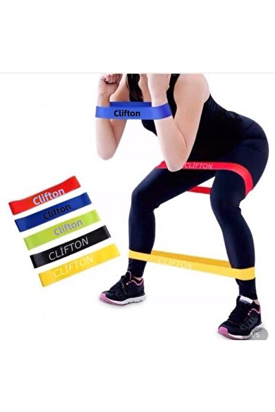 Clifton Bandă de rezistență pentru fitness Pilates, set de 5 bucăți cu sac
