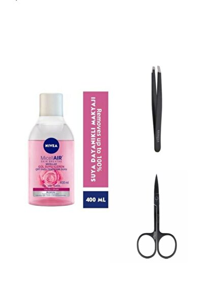 NIVEA Micellair Rose ماء تنظيف المكياج ثنائي المرحلة 400 مل ومجموعة ملاقط مقص...