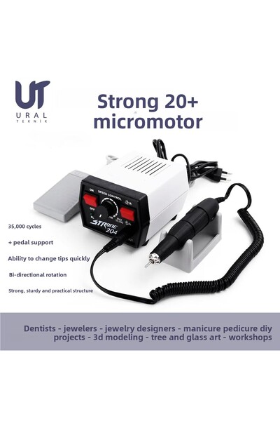 UralTeknik Strong 204 Micromotor Dremel Jeweler Dentist Jewelry Nail Manicure Tree Glass Art Machine